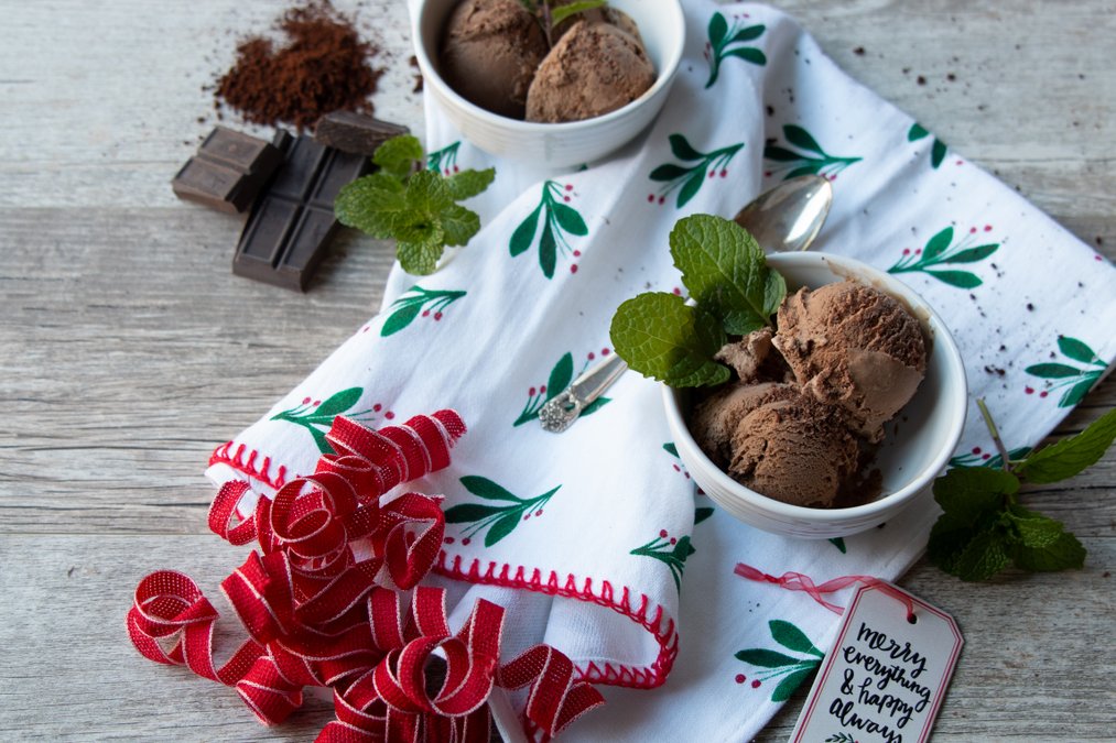 Sockerfri glass med smak av kaffe och pepparmint