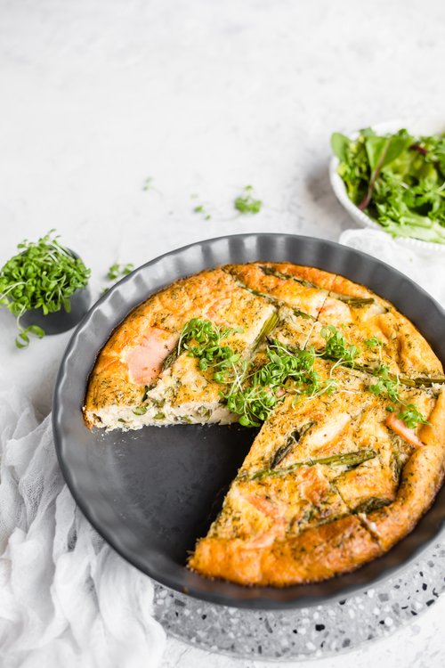 Frittata med sparris och rökt lax