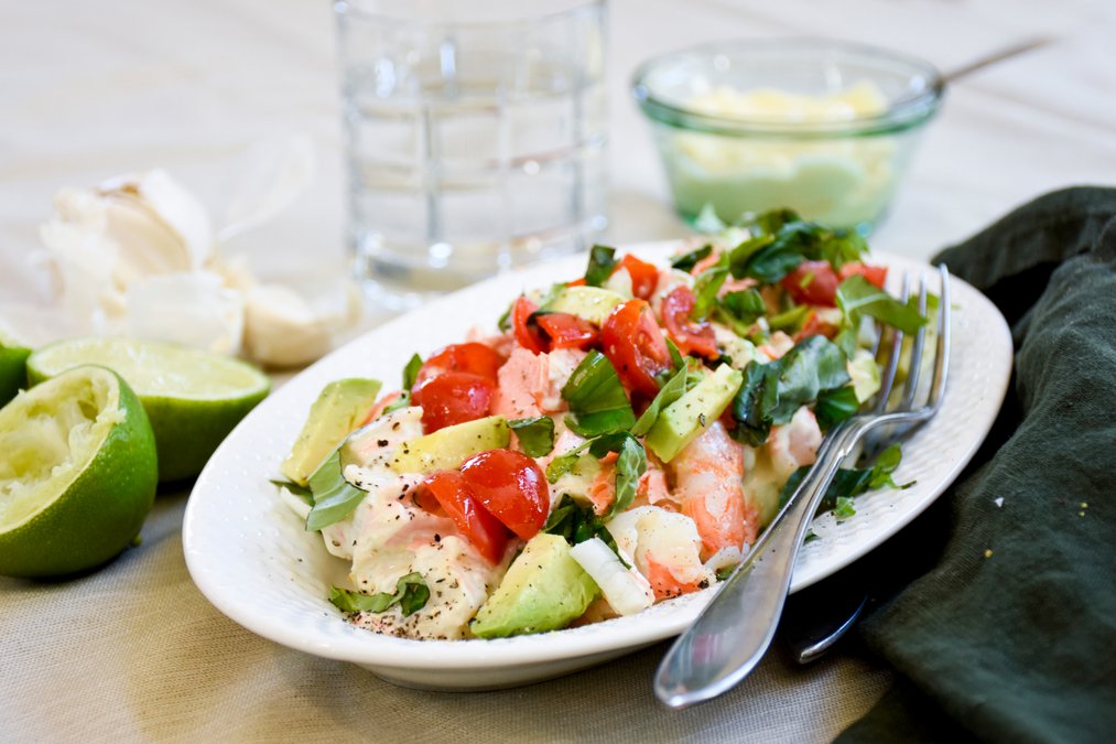 Skaldjurssallad med avokado
