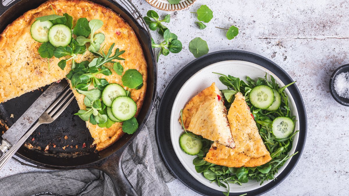 Frittata med parmesan och bacon
