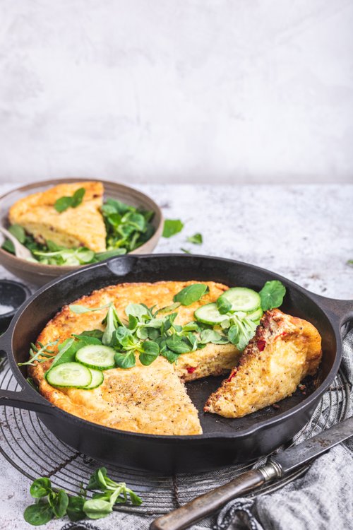 Frittata med parmesan och bacon