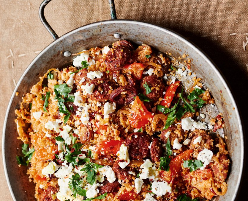 Blomkålsris med chorizo och paprika