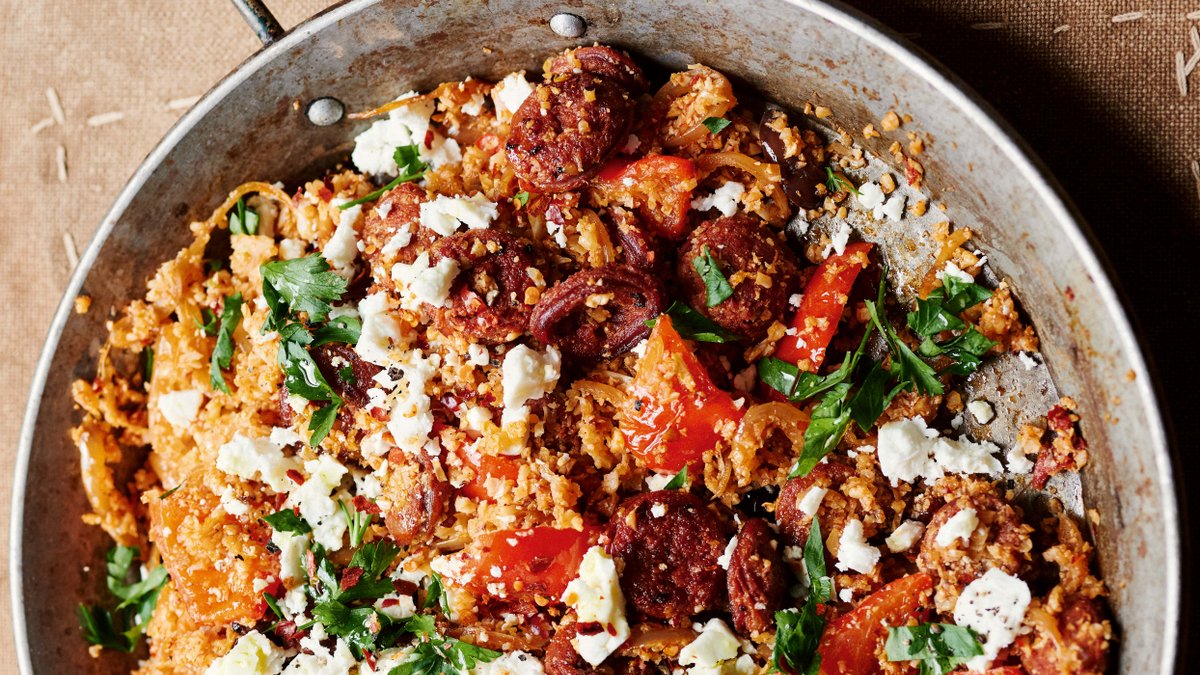 Blomkålsris med chorizo och paprika