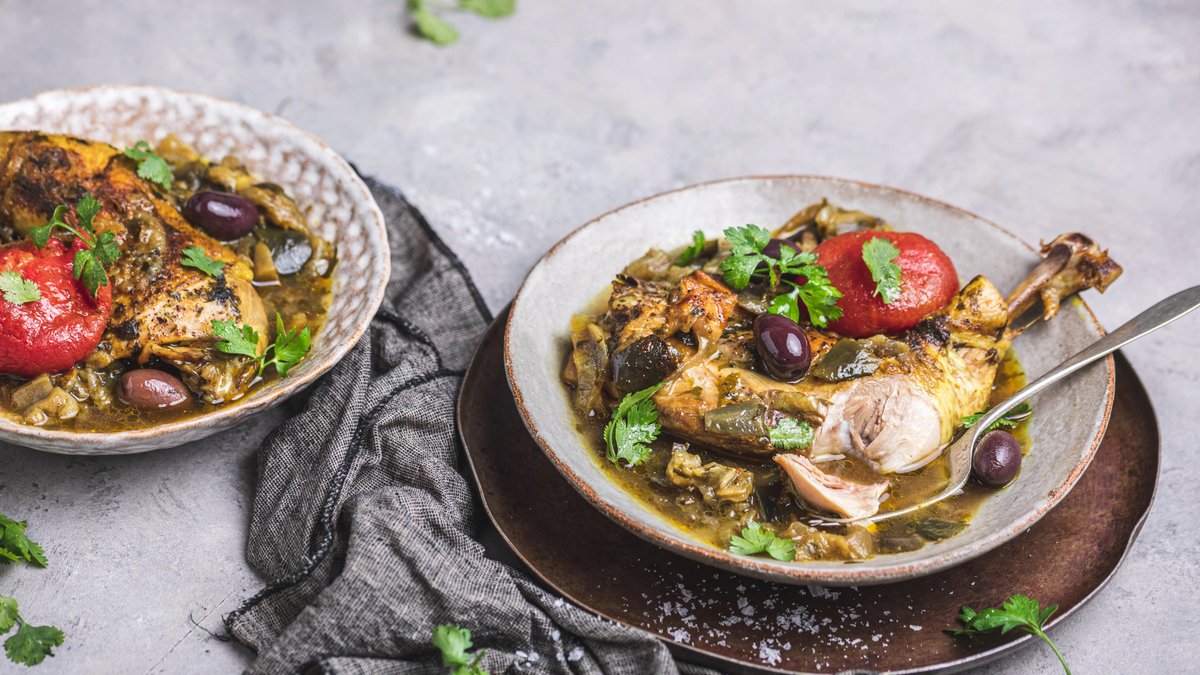 Marockansk kycklingtagine med aubergine
