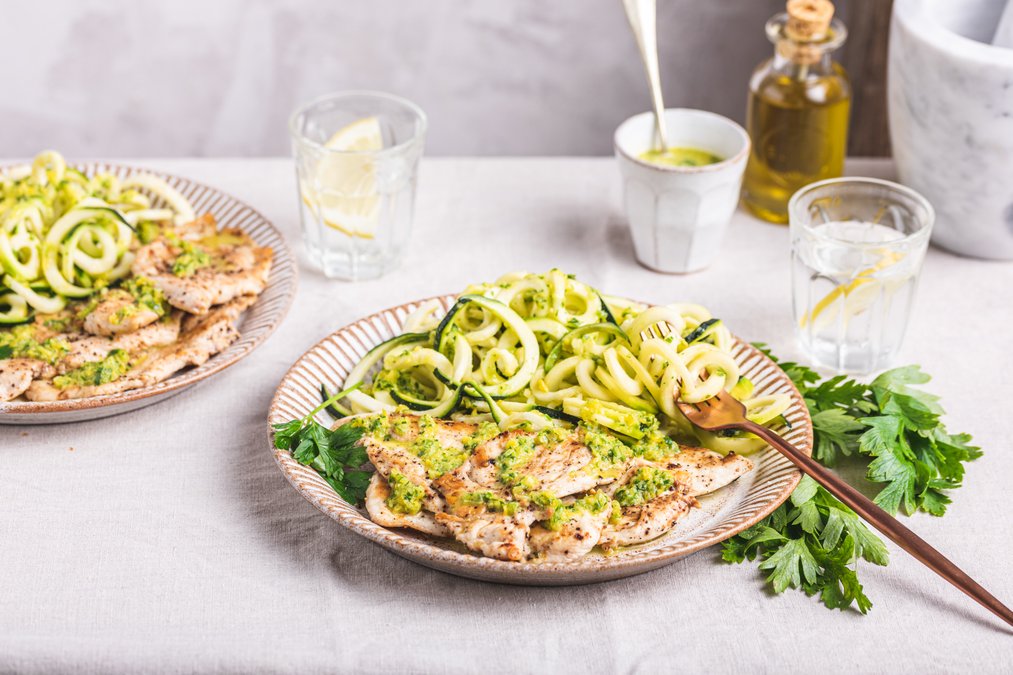 Kyckling med zoodles och chimichurri