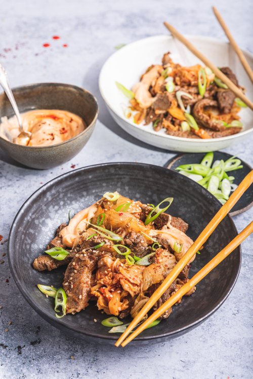 Biffwok med kimchi