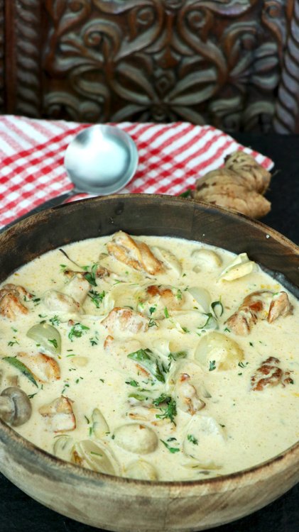 Kerala kycklinggryta med curry och kokosgrädde