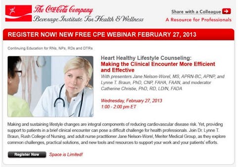 Is your dietitian educated by the Coca Cola Company?