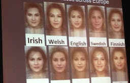 Averaged female faces across Europe