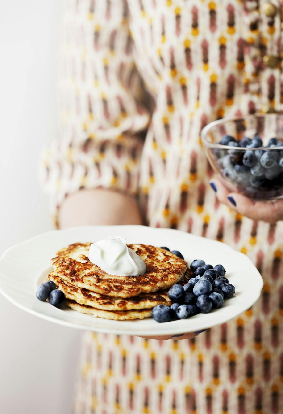 Keto pancakes with berries and whipped cream