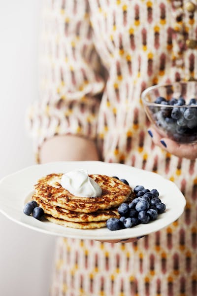 Keto pancakes with berries and whipped cream<br />(Breakfast)