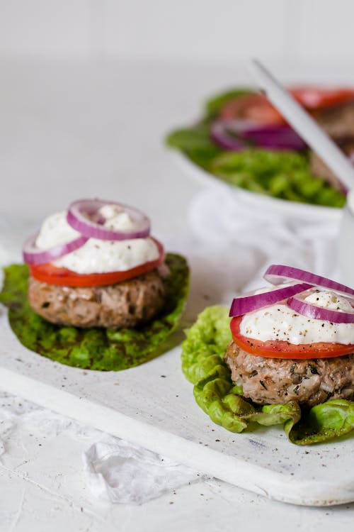 Keto lamb sliders with feta cheese dressing