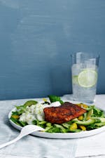 Tandoori salmon with cucumber sauce