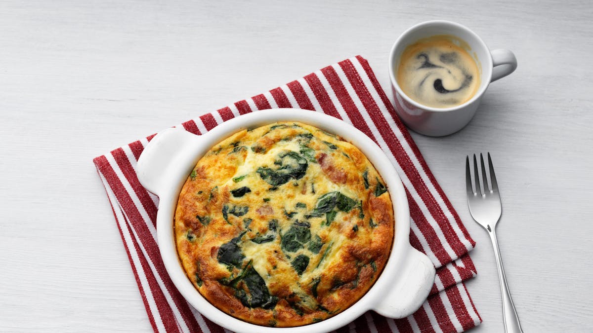 Keto frittata with fresh spinach