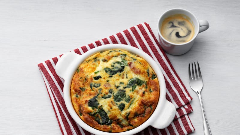 Keto frittata with fresh spinach