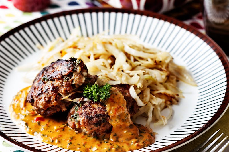 Keto Hamburger Patties with Butter-Fried Cabbage