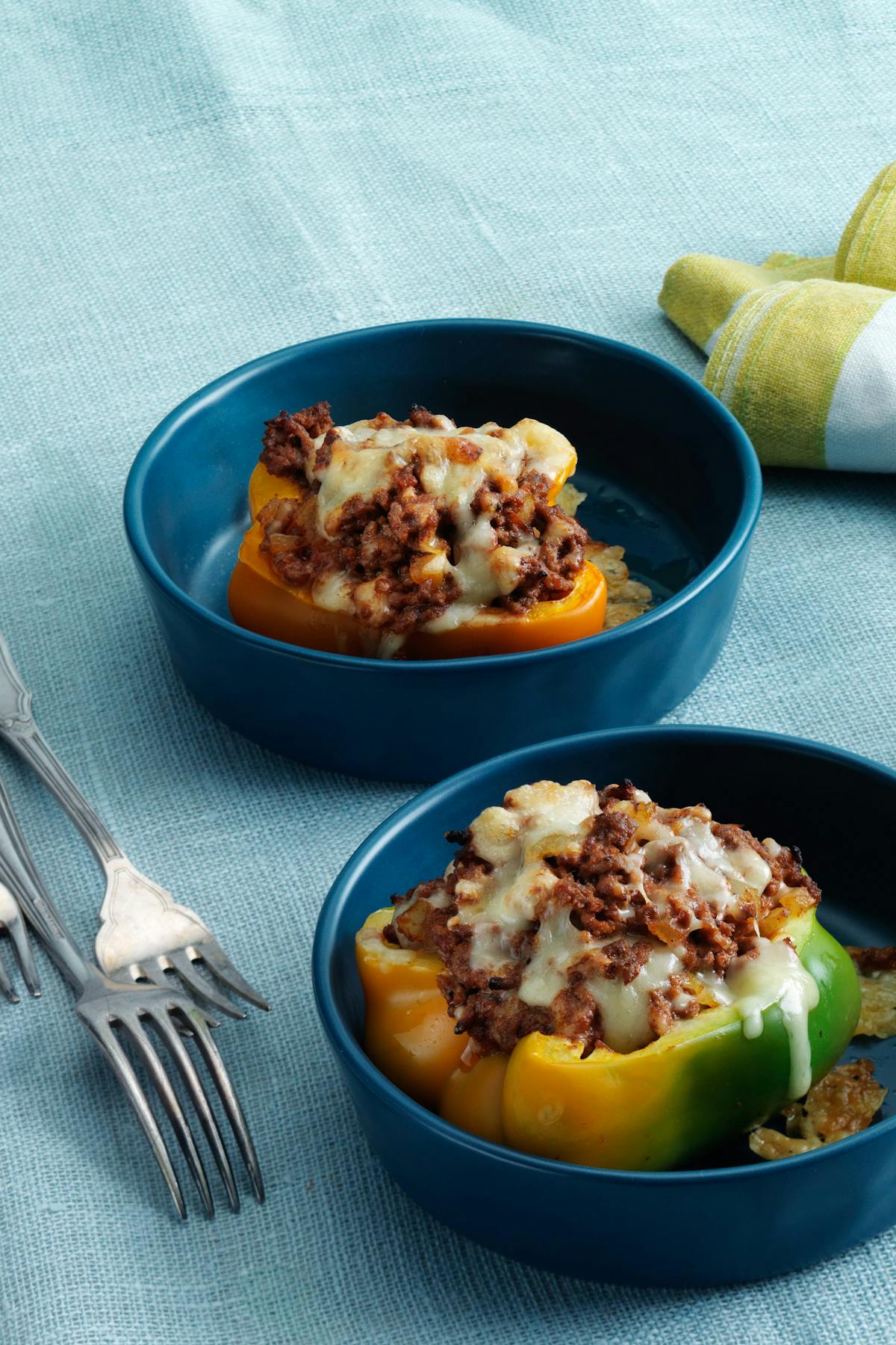 Stuffed peppers with ground beef and cheese