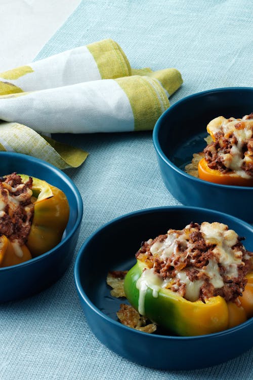 Stuffed peppers with ground beef and cheese