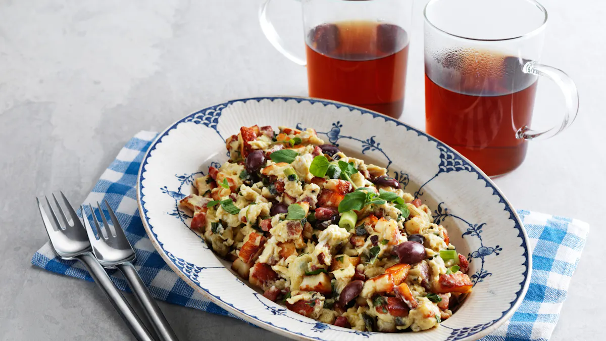 Keto scrambled eggs with halloumi cheese