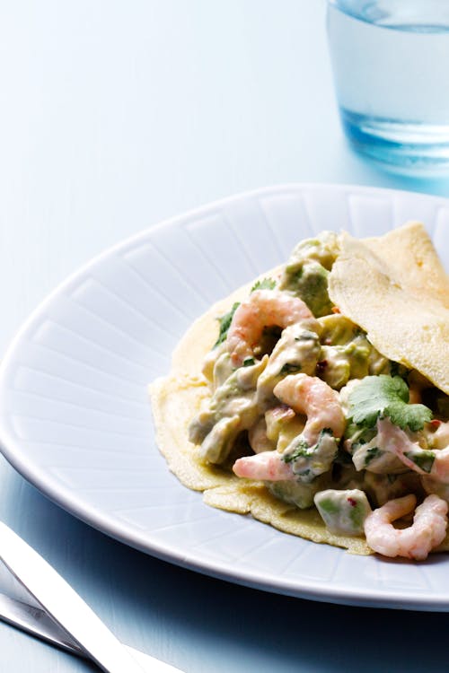 Keto wraps with avocado and shrimp salad