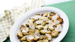 Oven-roasted Brussels sprouts with parmesan cheese