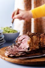 Low carb lamb roast with broccoli purée