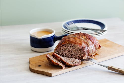 Bacon-wrapped keto meatloaf