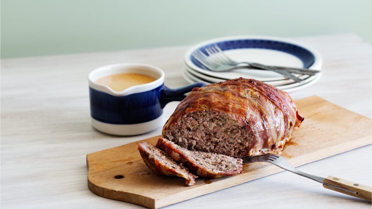 Bacon-wrapped keto meatloaf