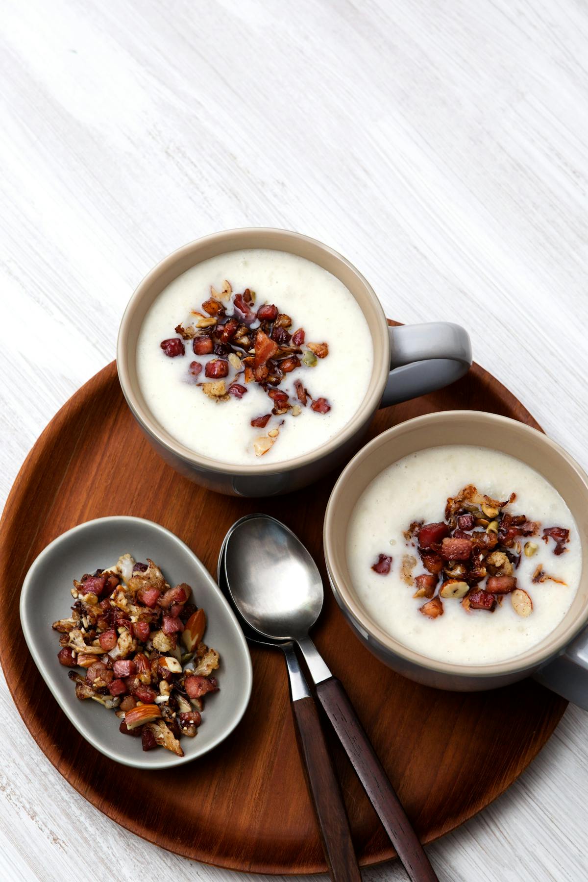 Keto cauliflower soup with crispy pancetta