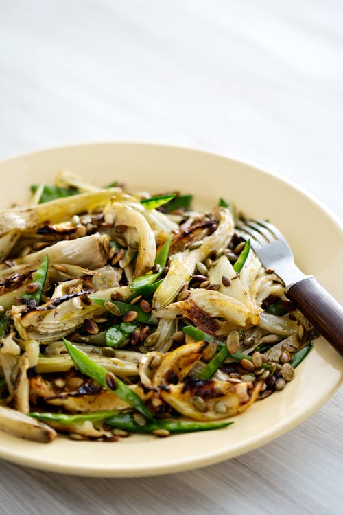 Roasted fennel and snow pea salad