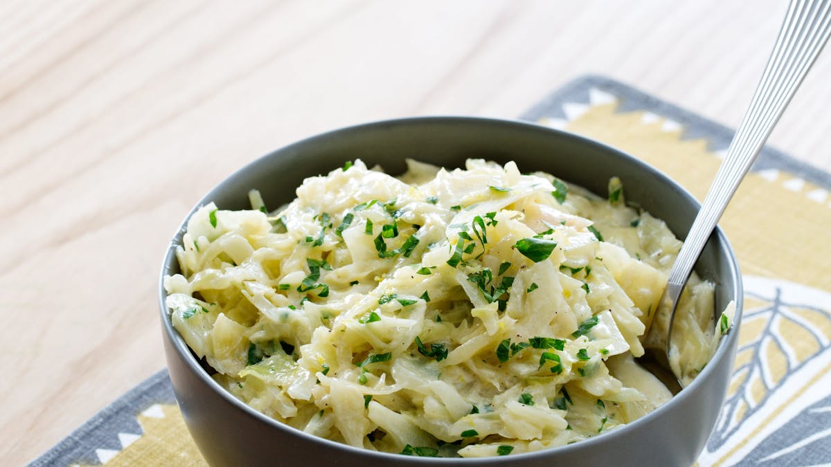 Creamed green cabbage