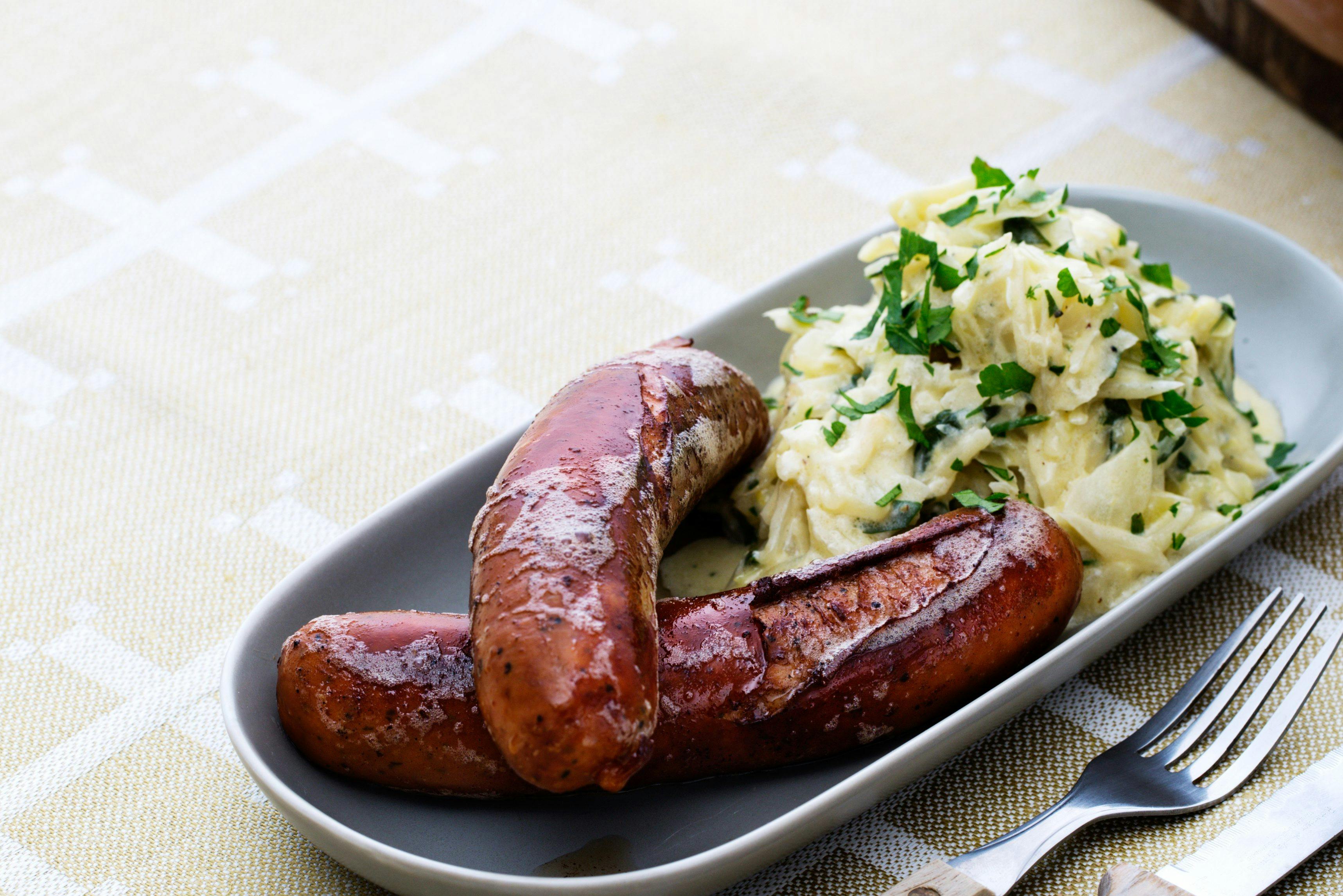 Chorizo with creamed green cabbage