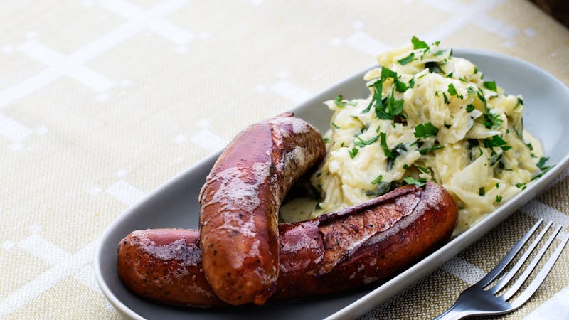 Chorizo with Creamed Green Cabbage