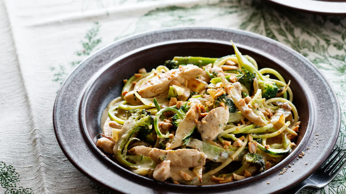 Quick green curry chicken with peanuts