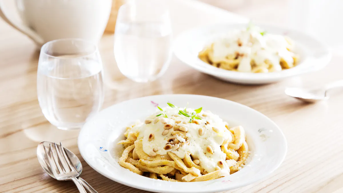 Keto pasta with blue cheese sauce