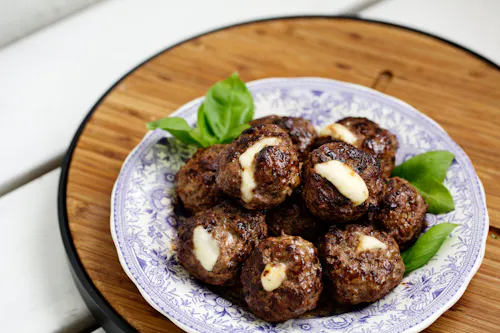 Keto mozzarella-stuffed meatballs