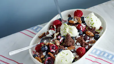 Low carb chocolate mess with berries and cream