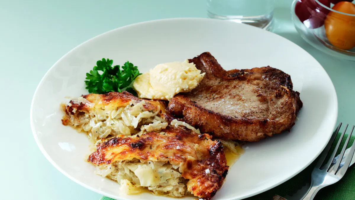 Keto pork chops with cabbage casserole