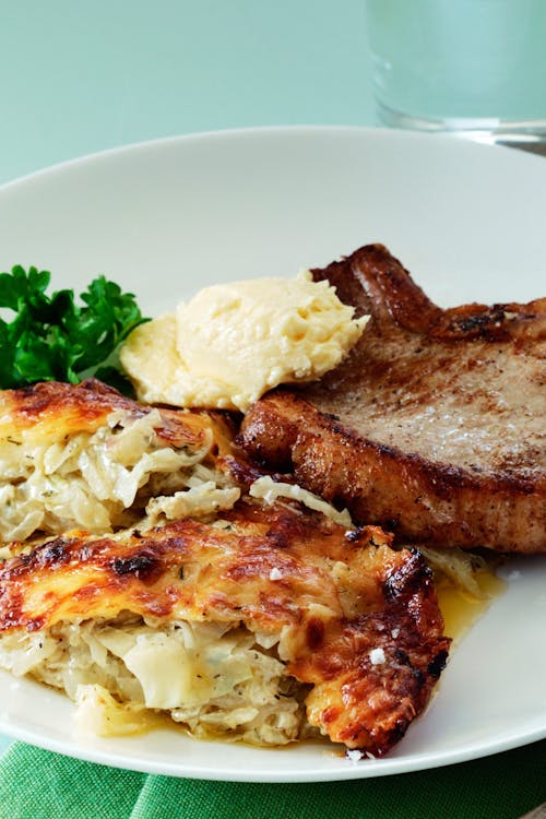 Keto pork chops with cabbage casserole