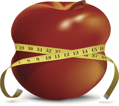 Apple with Skinny Waistline and Tape Measure