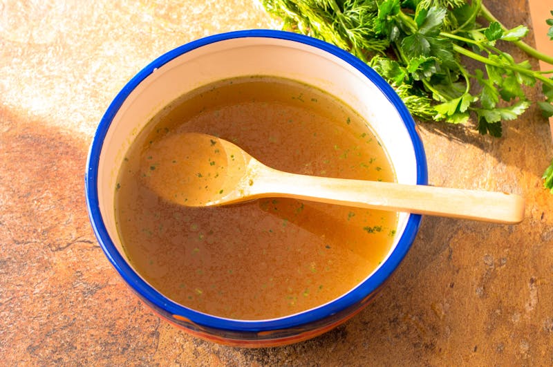 Beef broth with herbs