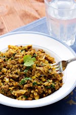 Red curry cabbage and pork stir-fry