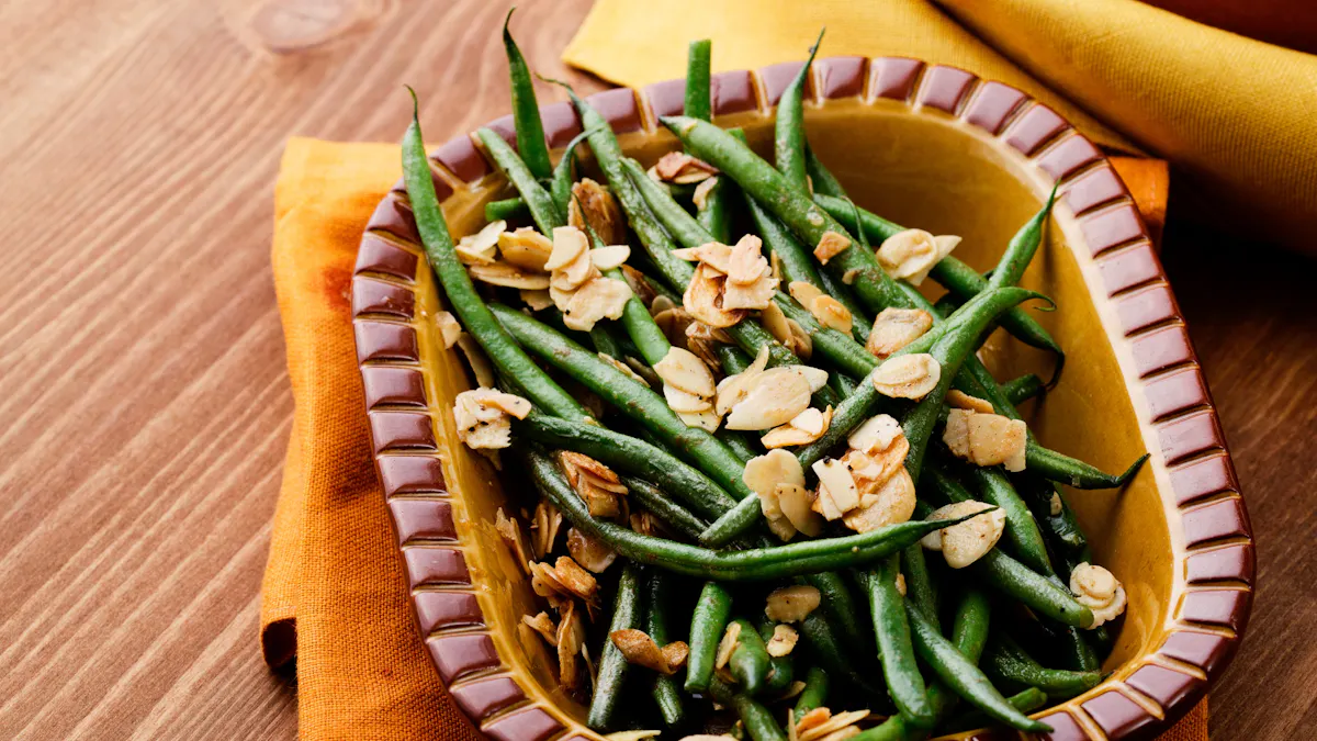 Green beans with garlic and almonds