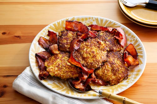 Rutabaga fritters with bacon
