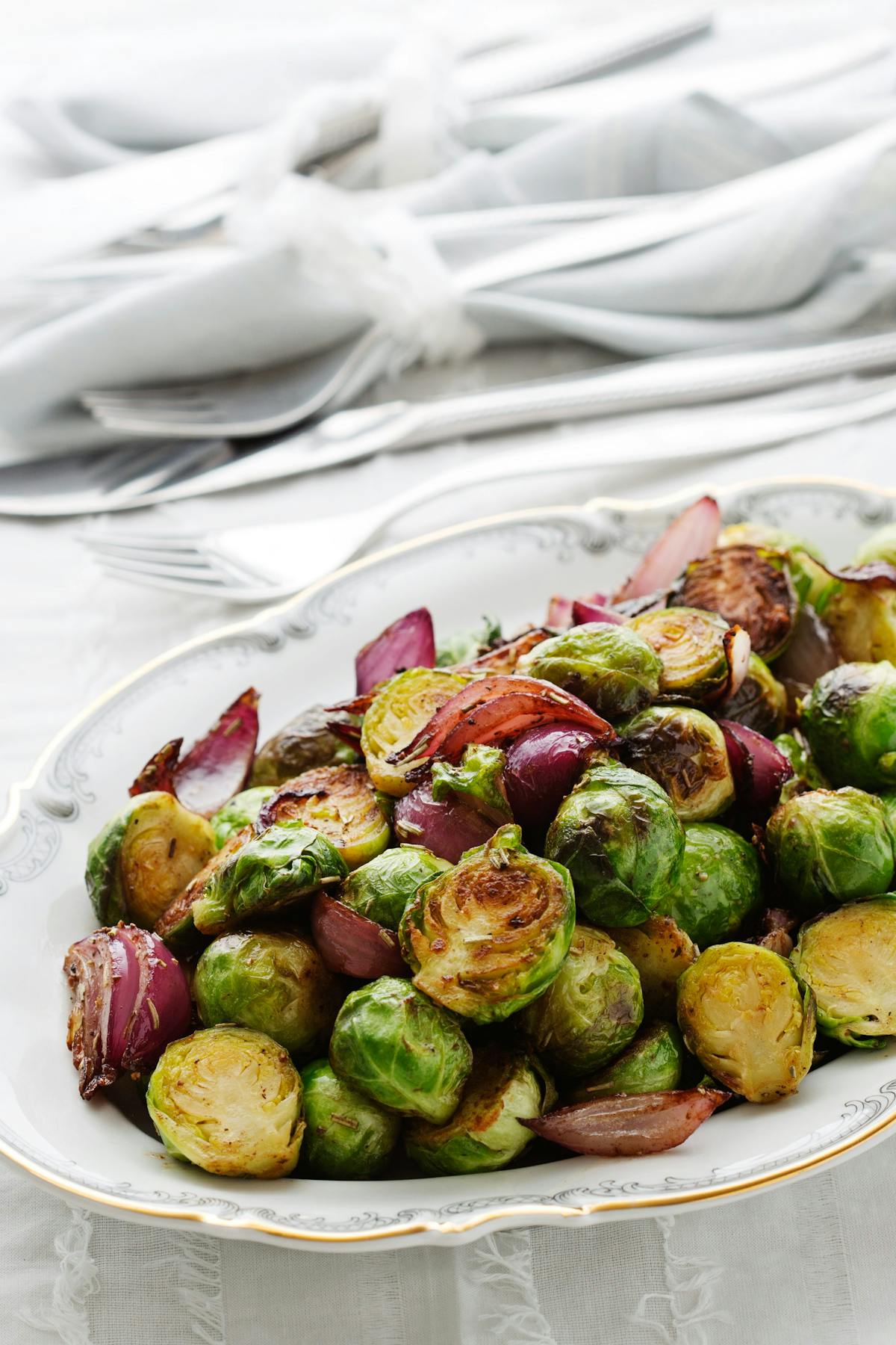 Brussels sprouts with caramelized red onions