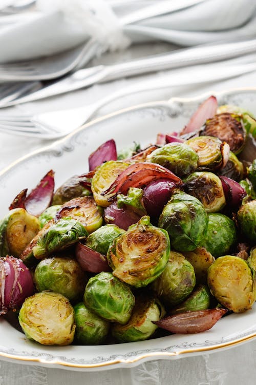 Brussels sprouts with caramelized red onions