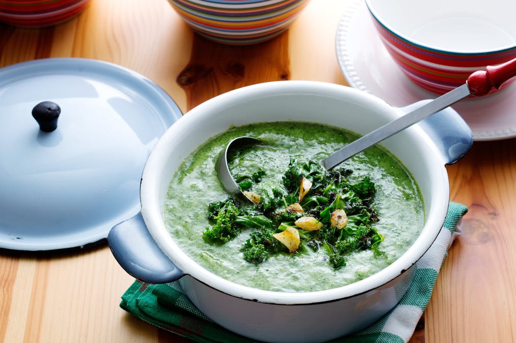 Vegan kale and spinach soup
