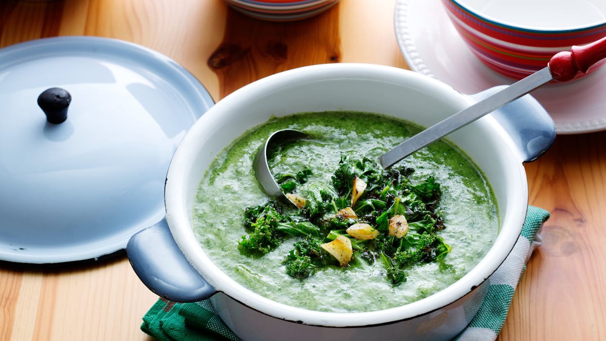 Vegan kale and spinach soup