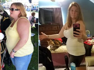 "Now, here I am eights months later and 63 pounds lighter"
