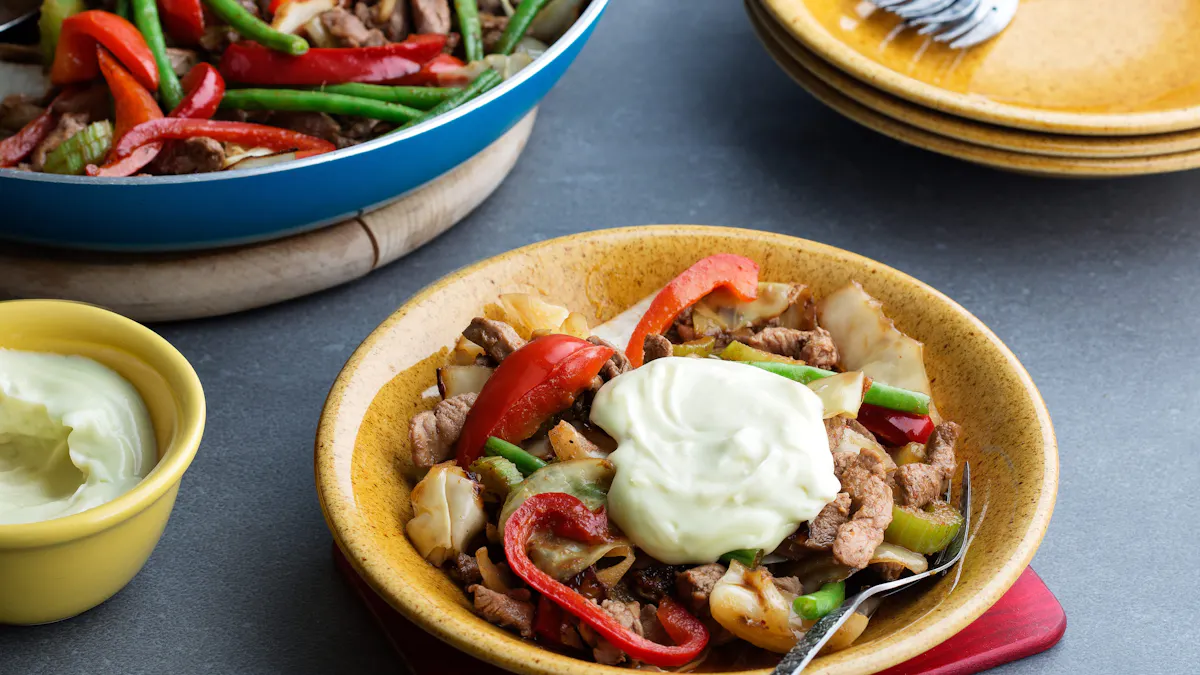 Low carb turkey stir-fry with wasabi mayo